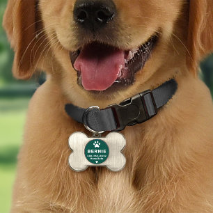 Jägergrüner Pfotenabdruck-Hundeknochen-Monogramm Tiermarke