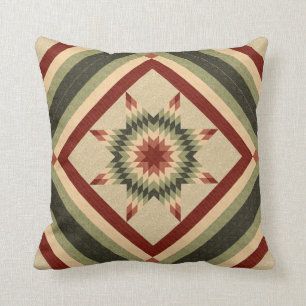 Jägergrünes und Maroone-Lone-Star-Quilt-Design Kissen