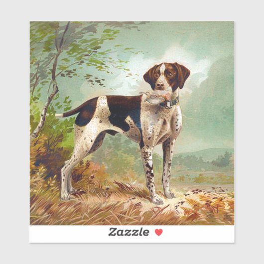 Jägerhund mit Vogel im Mund Aufkleber (Blatt)