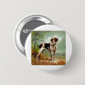 Jägerhund mit Vogel im Mund Button (Vorne & Hinten)