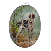 Jägerhund mit Vogel im Mund Dartscheibe (Vorderseite Links)