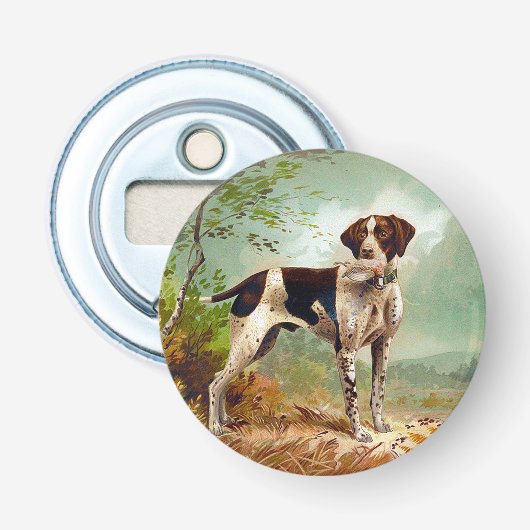 Jägerhund mit Vogel im Mund Flaschenöffner (Vorderseite)