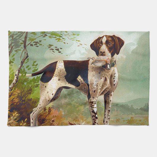 Jägerhund mit Vogel im Mund Geschirrtuch (Horizontal)