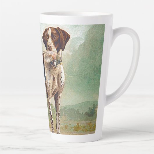 Jägerhund mit Vogel im Mund Milchtasse (Rechts)