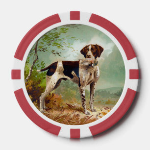 Jägerhund mit Vogel im Mund Pokerchips