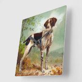 Jägerhund mit Vogel im Mund Quadratische Wanduhr (Winkel)