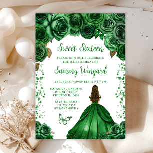 Jägerin Grün Braune Haare Prinzessin Sweet Sixteen Einladung