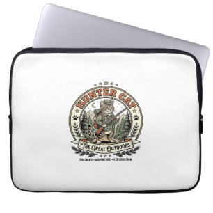 Jägerkatze Jagd Outdoor-Katze Vintage-Vector Laptopschutzhülle