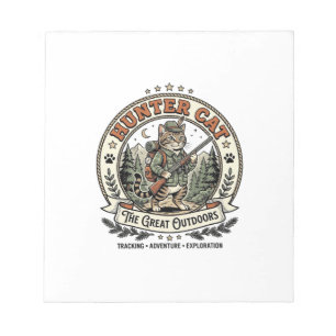 Jägerkatze Jagd Outdoor-Katze Vintage-Vector Notizblock