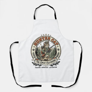 Jägerkatze Jagd Outdoor-Katze Vintage-Vector Schürze