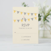 Jägerliebvögel Hochzeit RSVP - Graugelb Karte (Stehend Vorderseite)