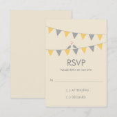 Jägerliebvögel Hochzeit RSVP - Graugelb Karte (Vorne/Hinten)