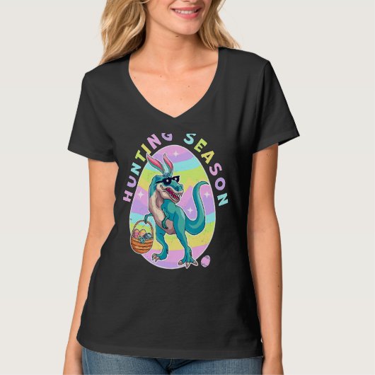Jägersaison Ostern Dinosaur Egg Hunt Dinosaurier E T-Shirt (Vorderseite)