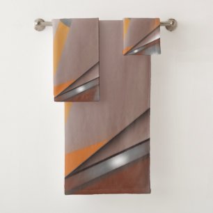 Jagged Edge Concentric Earth Tone Ombre Art Badhandtuch Set