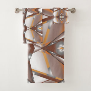 Jagged Edge Concentric Earth Tone Ombre Art Badhandtuch Set