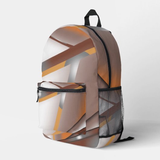 Jagged Edge Concentric Earth Tone Ombre Art Bedruckter Rucksack (Rückseitige Ecke Rechts)