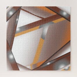 Jagged Edge Concentric Earth Tone Ombre Art Puzzle