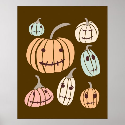 Jagged Little Jack-O-Lanterns Pastel Pumpkins Poster (Vorne)