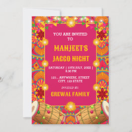 Jaggo Night Invitation Card, Desi Pre-wedding Card Einladung