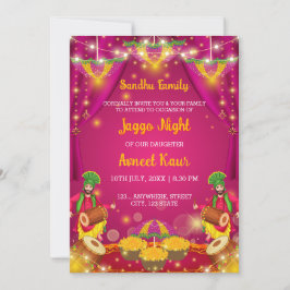 Jaggo night Invitation, Panjabi Pre Wedding Einladung
