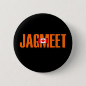 Jagmeet Orange Bold Text Kanadische Flaggenfarbe Button (Vorderseite)