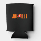 Jagmeet Orange Bold Text Kanadische Flaggenfarbe Dosenkühler (Rückseite)
