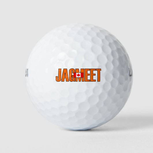 Jagmeet Orange Bold Text Kanadische Flaggenfarbe Golfball (Vorderseite)