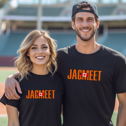 Jagmeet Orange Bold Text Kanadische Flaggenfarbe T-Shirt