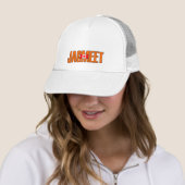 Jagmeet Orange Bold Text Kanadische Flaggenfarbe Truckerkappe (Beispiel)