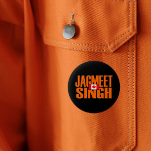 Jagmeet Singh Orange Blocktext Kanadische Flagge Button