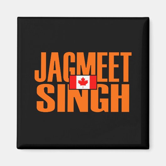 Jagmeet Singh Orange Blocktext Kanadische Flagge Magnet (Vorne)
