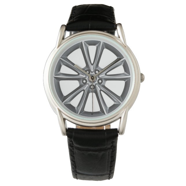 Jaguar Alloy Wheel Watch Inspiriertes Design Armbanduhr (Vorderseite)