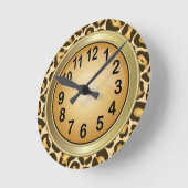 Jaguar Animal Print with Tan Runde Wanduhr (Winkel)