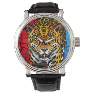 Jaguar auf rissigem Erdboden Hintergrund Armbanduhr