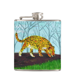 Jaguar Big Cat Wild Animal Art Flachmann