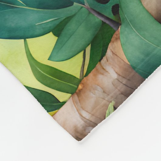 Jaguar Botanischer Wald-Dschungel Fleecedecke (Ecke)