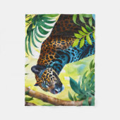 Jaguar Botanischer Wald-Dschungel Fleecedecke (Vorderseite)