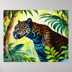 Jaguar Botanischer Wald-Dschungel Poster