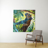 Jaguar Botanischer Wald-Dschungel Wandteppich (Beispiel (Horizontal))