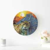 Jaguar & Chichen Itza Temple Wildlife Wall Clock Große Wanduhr (Zuhause)