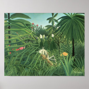 Jaguar, das ein Pferd, 1910 in Angriff nimmt Poster