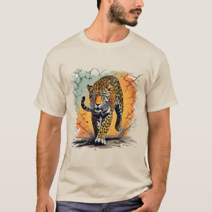 Jaguar, das große Raubtier, in dramatischer Splash T-Shirt