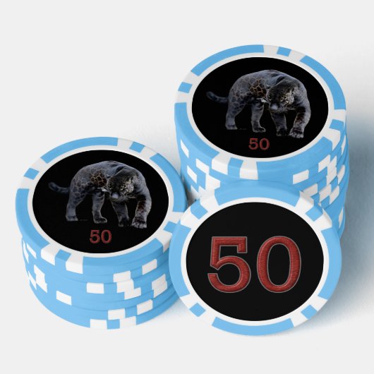 Jaguar Diablo Black lt blue 50 gestreifter Poker C Pokerchips (Stapel)
