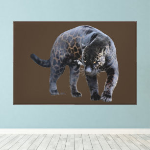 Jaguar Diablo braunes Leinwandbild mit Rahmen Leinwanddruck