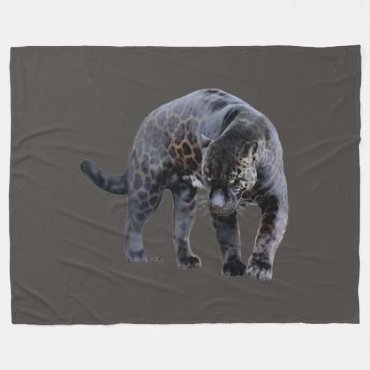 Jaguar Diablo gray fleece blanket (Vorderseite (Horizontal))