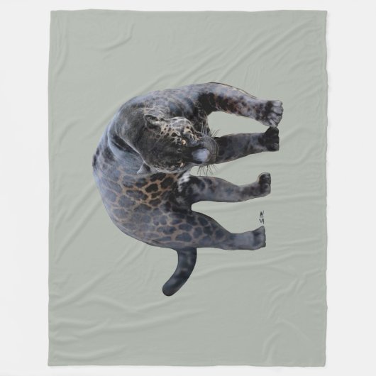 Jaguar Diablo light gray fleece blanket (Vorderseite)