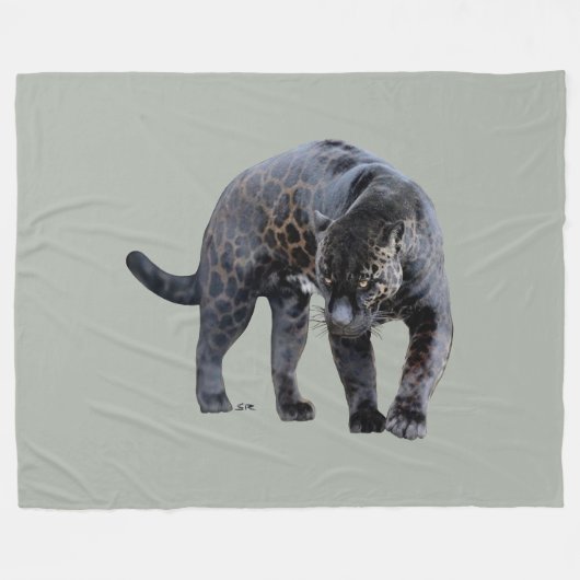 Jaguar Diablo light gray fleece blanket (Vorderseite (Horizontal))