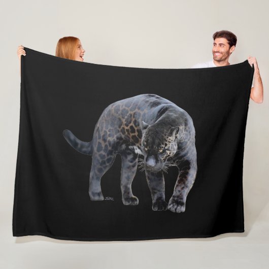 Jaguar Diablo schwarze Fleece-Decke Fleecedecke (Beispiel)
