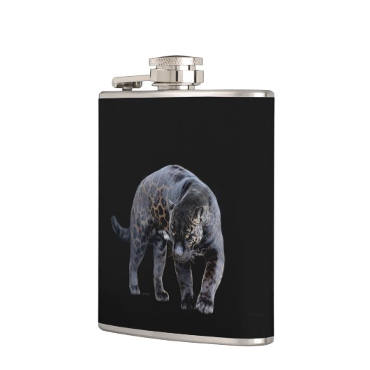 Jaguar Diablo, schwarzer Flasche Flachmann (Links)