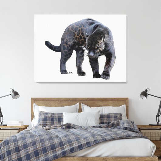 Jaguar Diablo weiße Leinwanddruck (Insitu (Schlafzimmer))